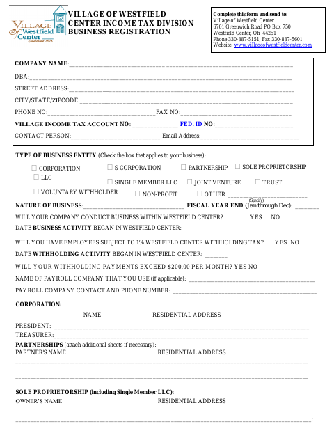 First page of the Income Tax Business Registration