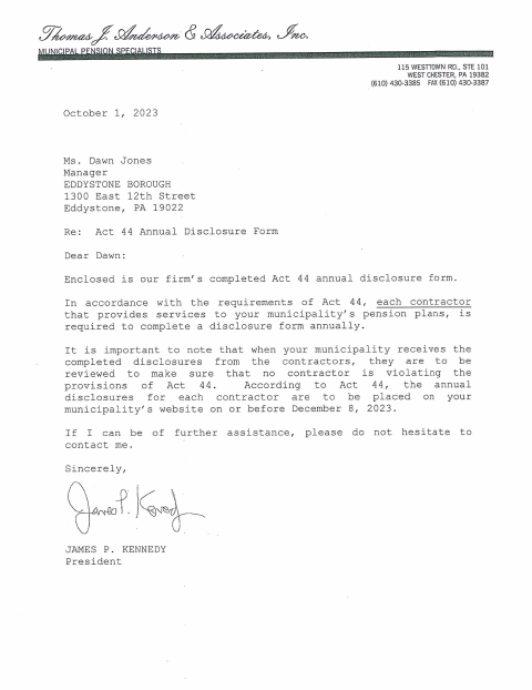 First page of the Act 44 Annual Disclosure Form