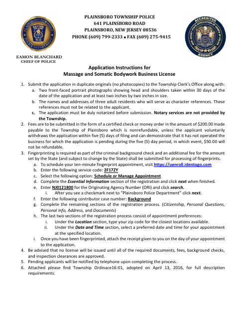 First page of the Massage and Somatic Therapy Business Application