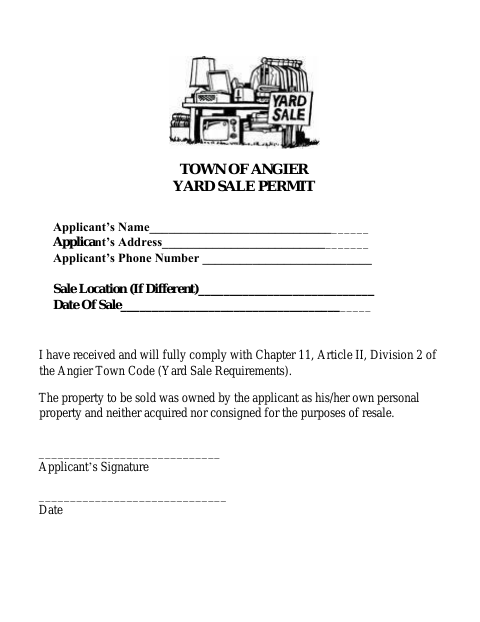 First page of the Yard Sale Permit Application