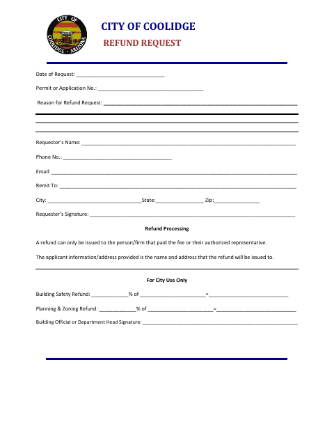 First page of the Refund Request
