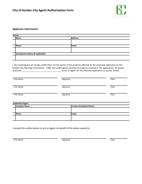 First page of the Agent Authorization Form