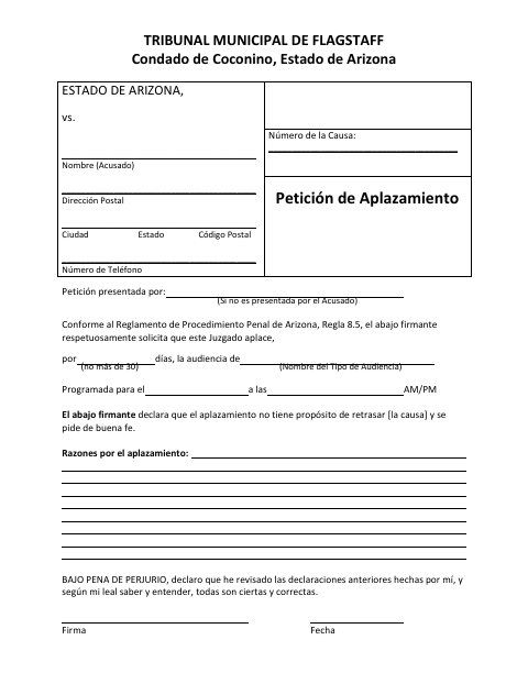 First page of the Motion to Continue (Spanish)