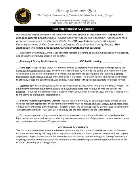 First page of the Rezoning Request Application
