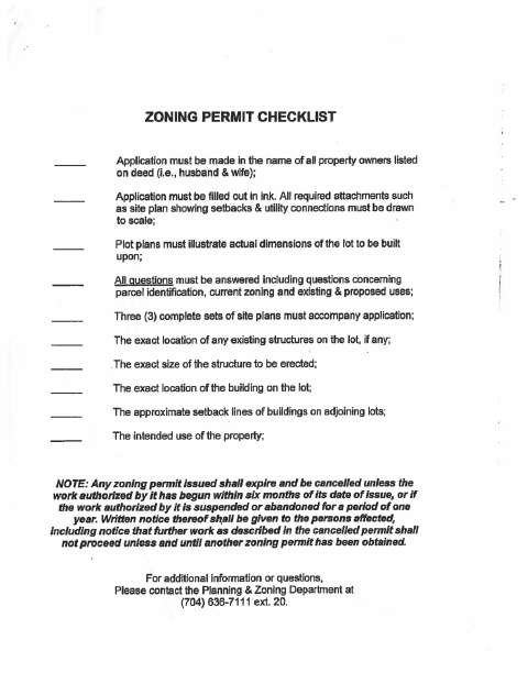 First page of the Zoning Permit Application