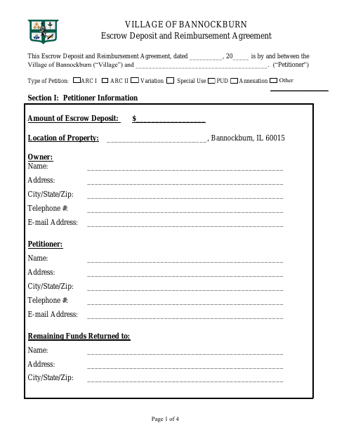 First page of the Escrow Deposit and Reimbursement Agreement