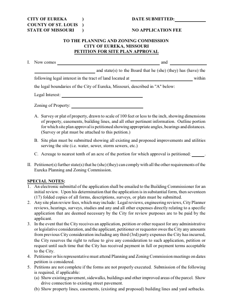 First page of the Petition for Site Plan Approval