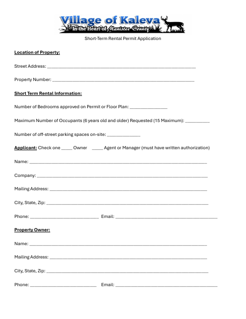 First page of the Short-Term Rental Permit Application