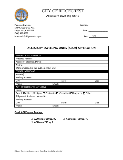 First page of the Accessory Dwelling Units Application