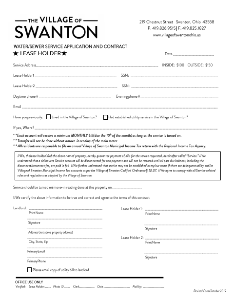 First page of the Individual Registration and Utility ACH Forms