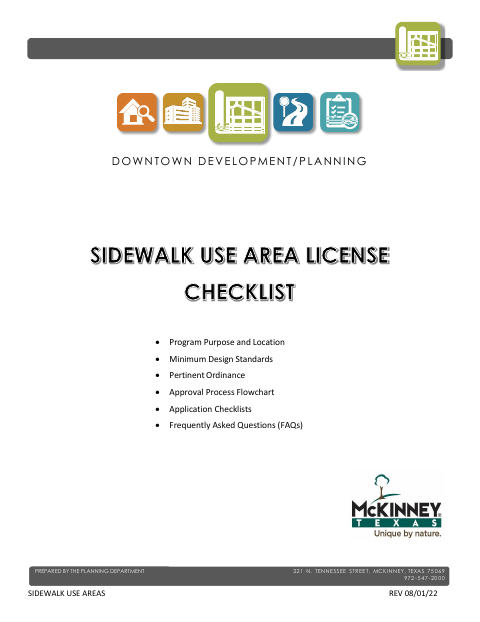 First page of the Sidewalk Use Area Application
