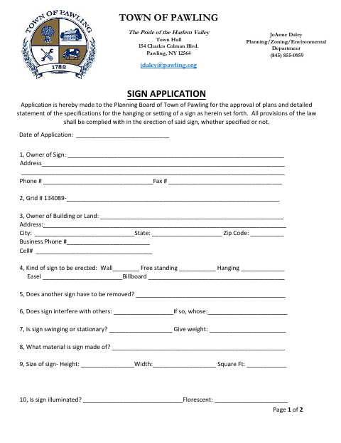 First page of the Sign Application