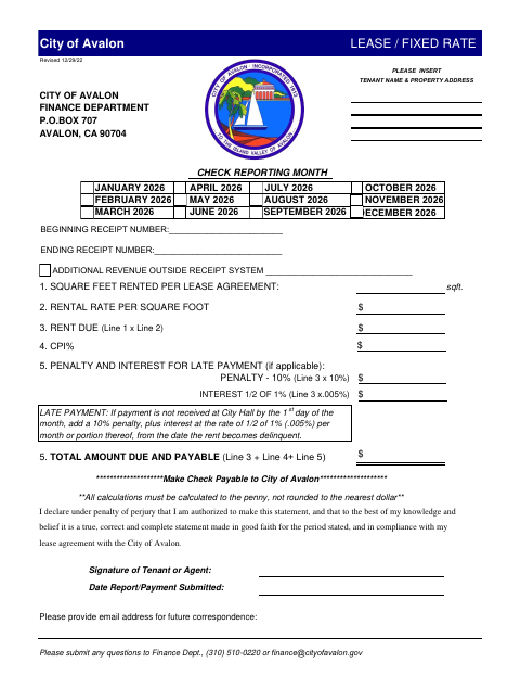 First page of the Lease / Fixed Rate