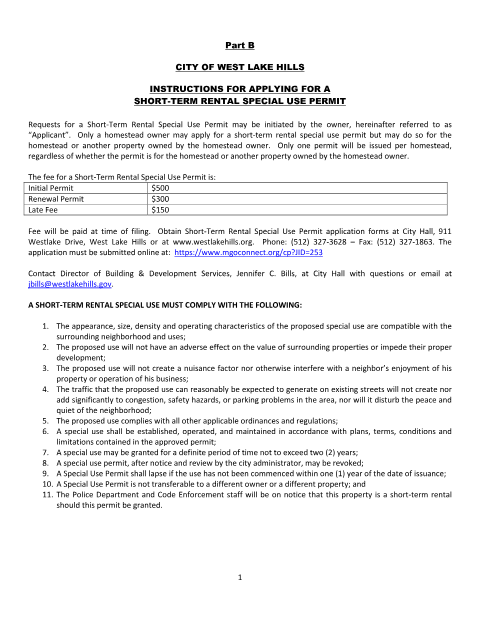 First page of the Short-Term Rental Special Use Permit Application