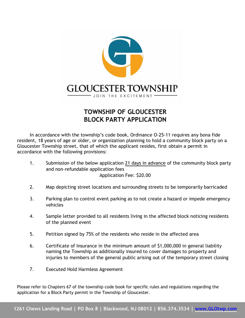 First page of the Block Party Application