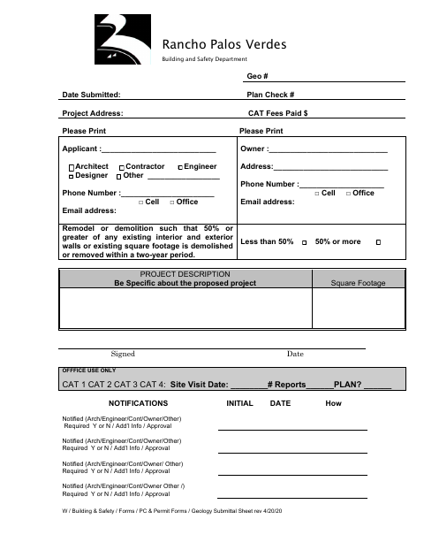 First page of the Geology Application