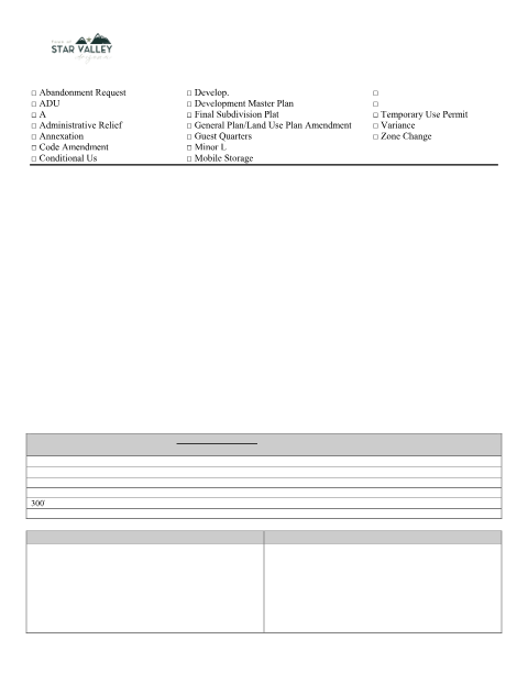 First page of the Planning and Zoning Application