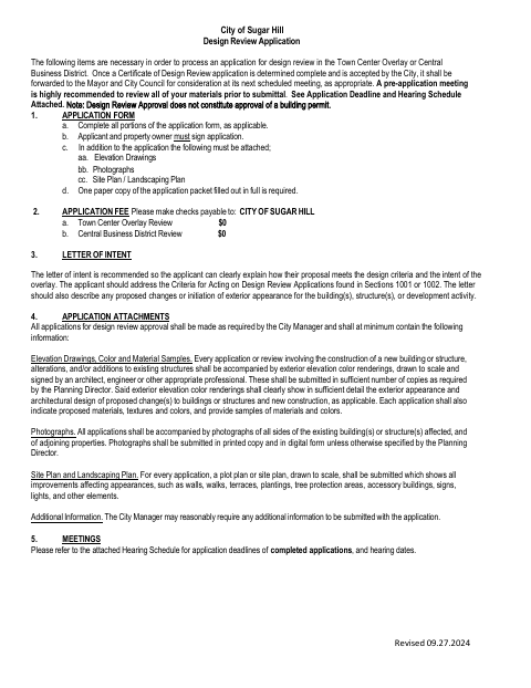 First page of the Design Review Application