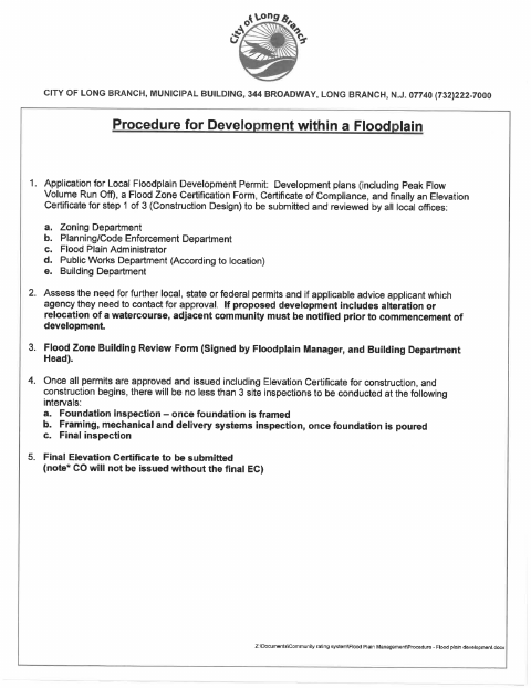 First page of the Floodplain Development Permit Application