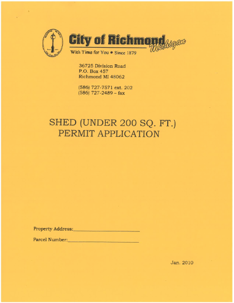 First page of the Accessory Structure Application