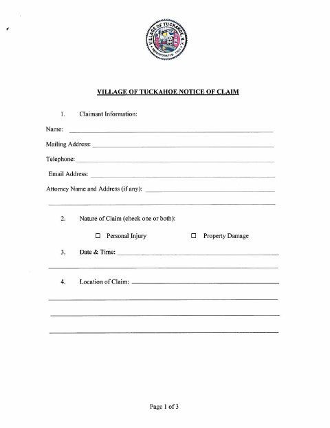 First page of the Notice of Claim