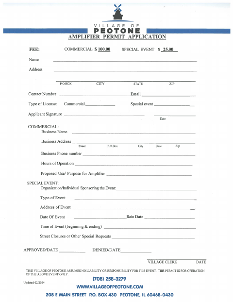 First page of the Amplifier Permit