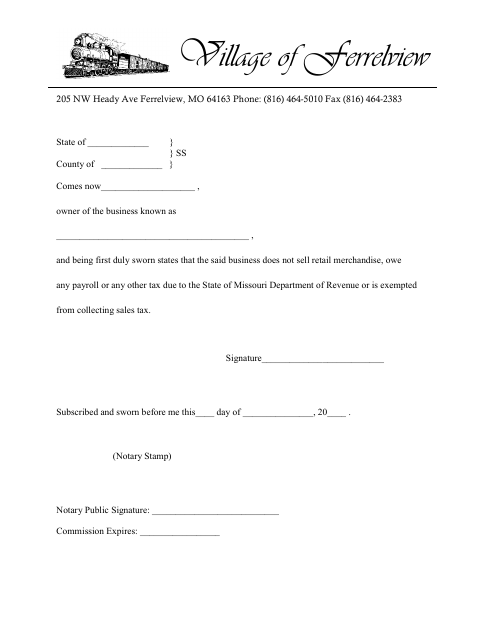 First page of the No Tax Due Affidavit