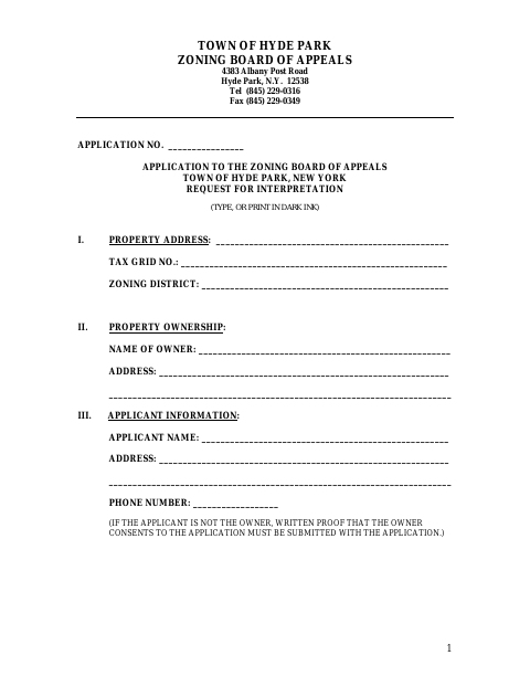 First page of the Interpretation Application