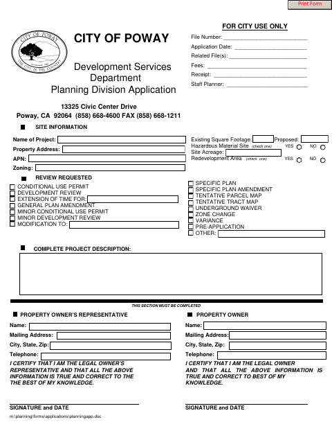 First page of the General Application