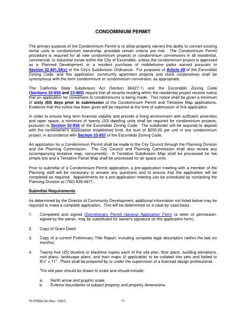 First page of the Condominium Permit