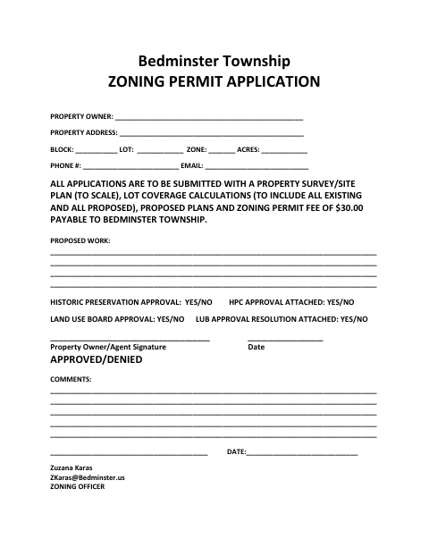 First page of the Zoning Permit Application