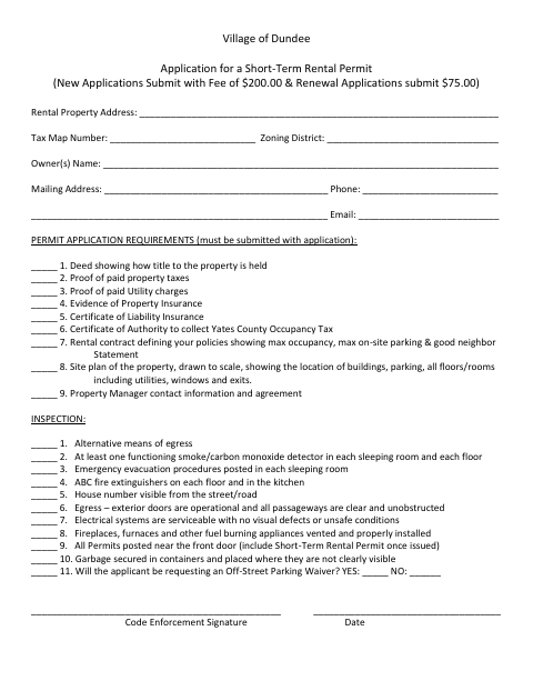 First page of the Application for a Short-Term Rental Permit