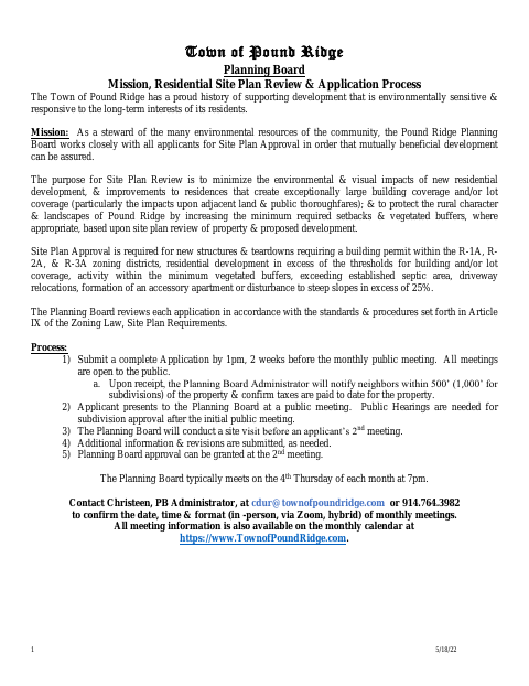 First page of the Residential Site Plan Review & Application Process