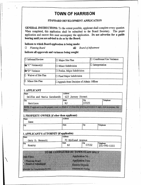 First page of the Jersey Street Development Application