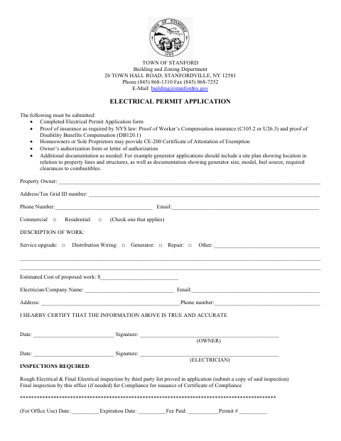 First page of the Electrical Permit Application