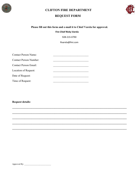 First page of the Fire Department Request Form