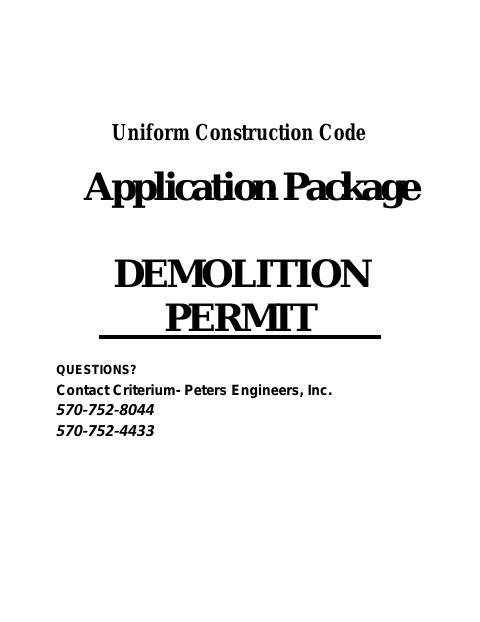 First page of the Demolition Permit Application