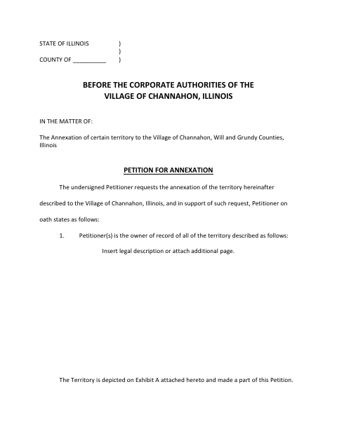 First page of the Petition for Annexation—No Electors