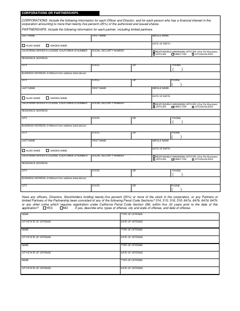 First page of the Massage Corporations Partnerships Continuation