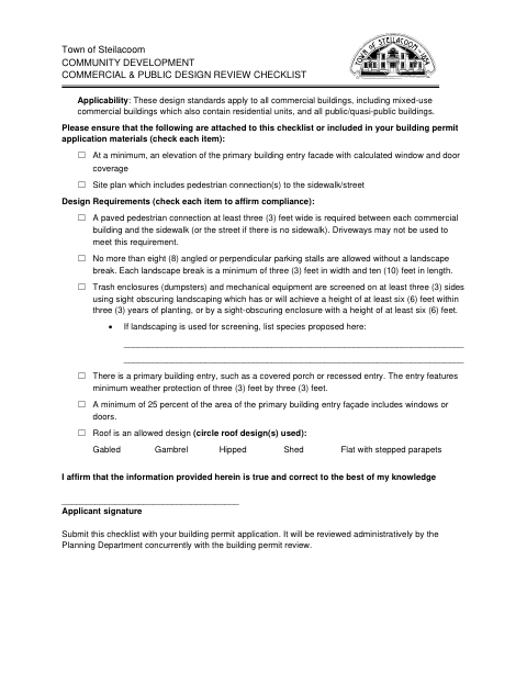 First page of the Commercial & Public Design Review Checklist