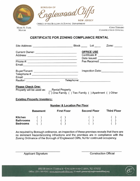 First page of the Rental Certificate of Compliance Application
