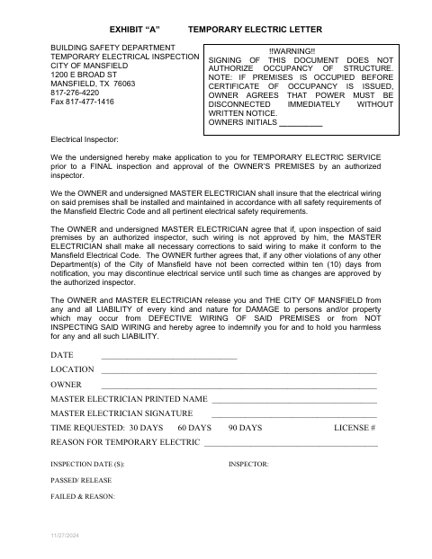 First page of the Temporary Electric Letter