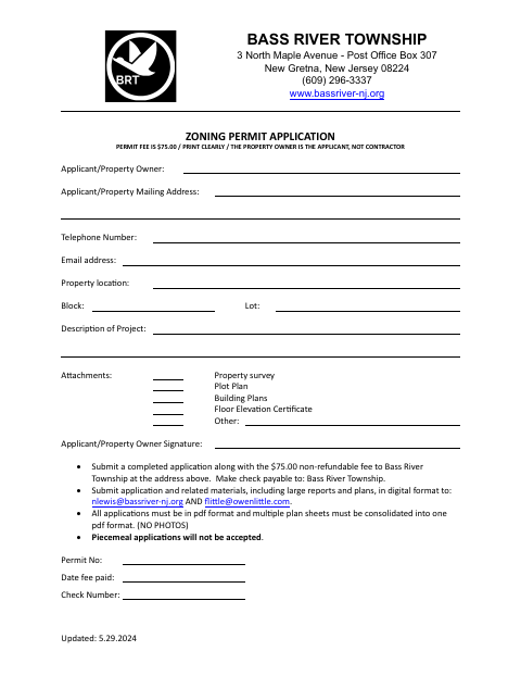 First page of the Zoning Permit Application Form