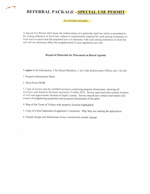 First page of the Special Use Permit