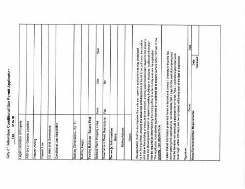 First page of the Conditional Use Permit Application