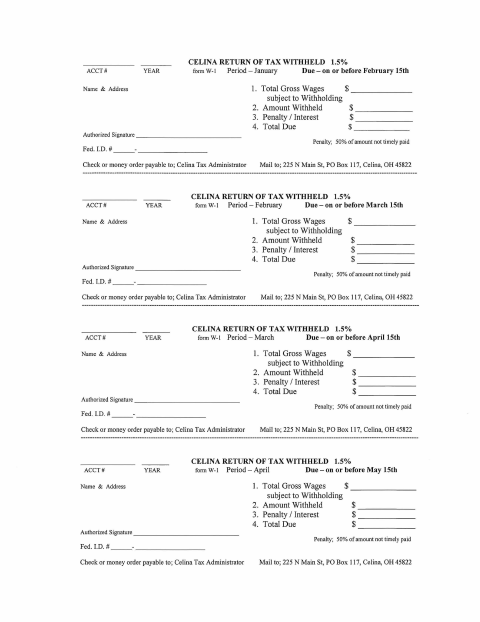 First page of the Return of Tax Withheld