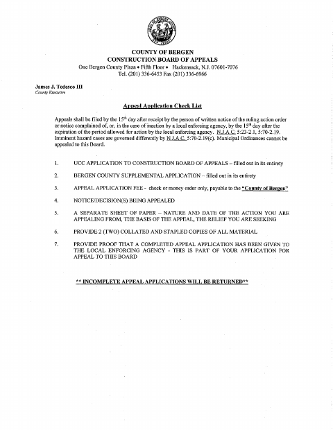 First page of the Appeal Application