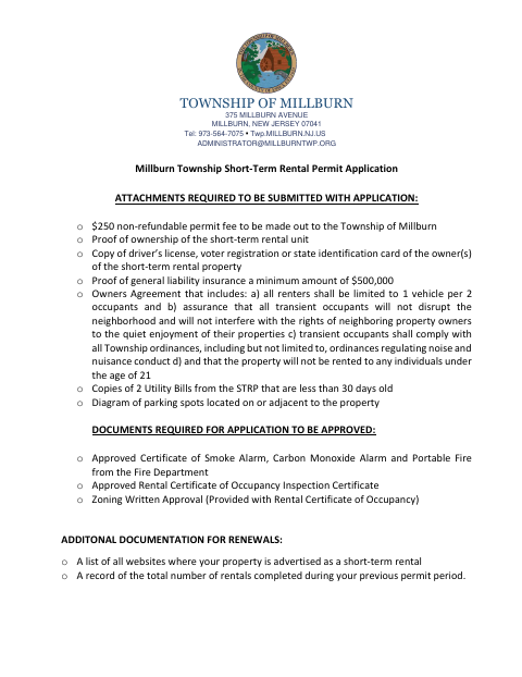 First page of the Short-Term Rental Permit Application