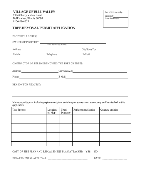 First page of the Tree Removal Permit Application