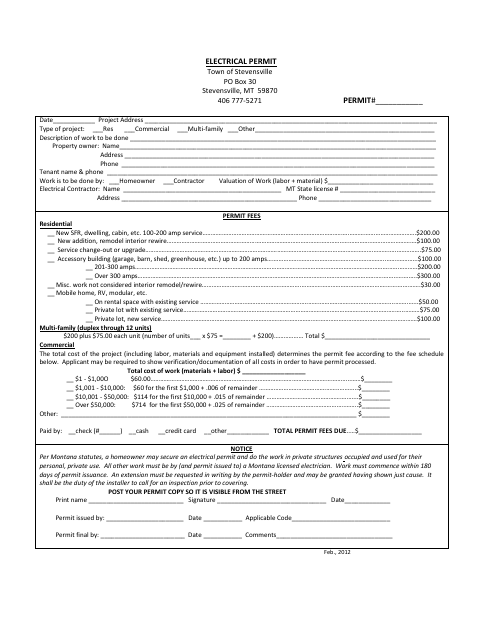 First page of the Electrical Permit